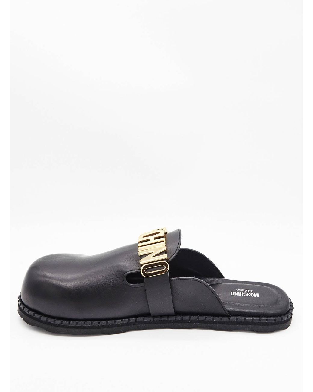 Moschino Gray Ciabatta Chiusa Lettering for men