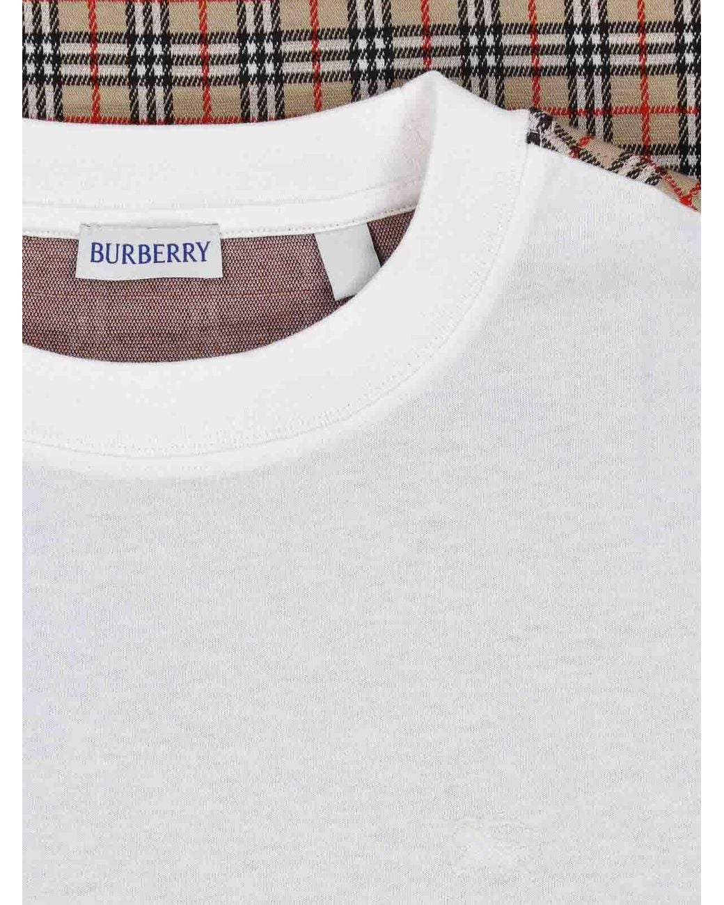 Burberry White Check T-Shirt for men