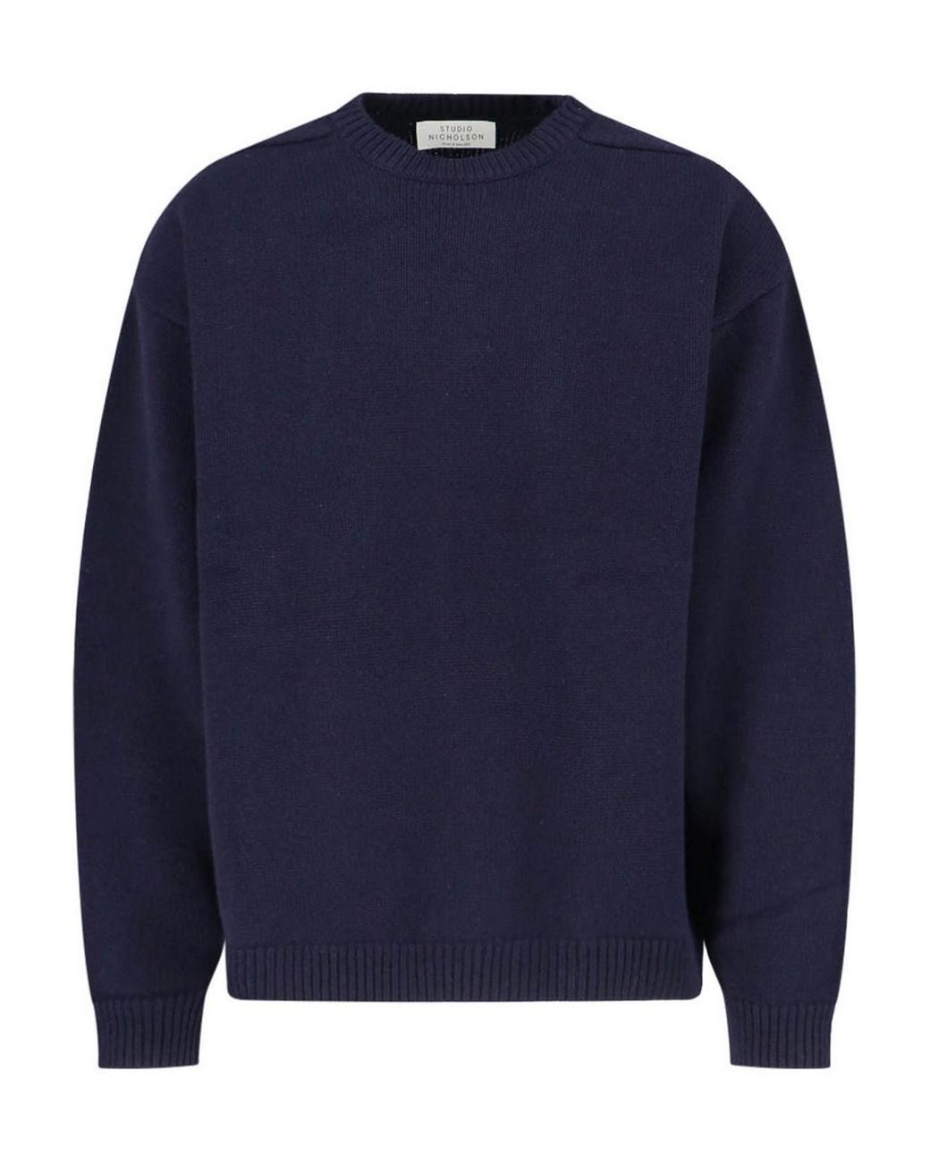 Studio Nicholson Blue Navy Wool Crewneck Sweater for men