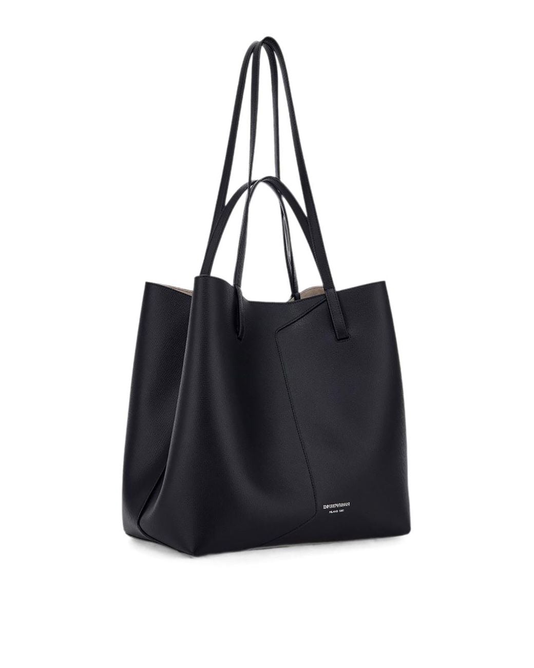 Emporio Armani Black Medium Leather Tote Bag