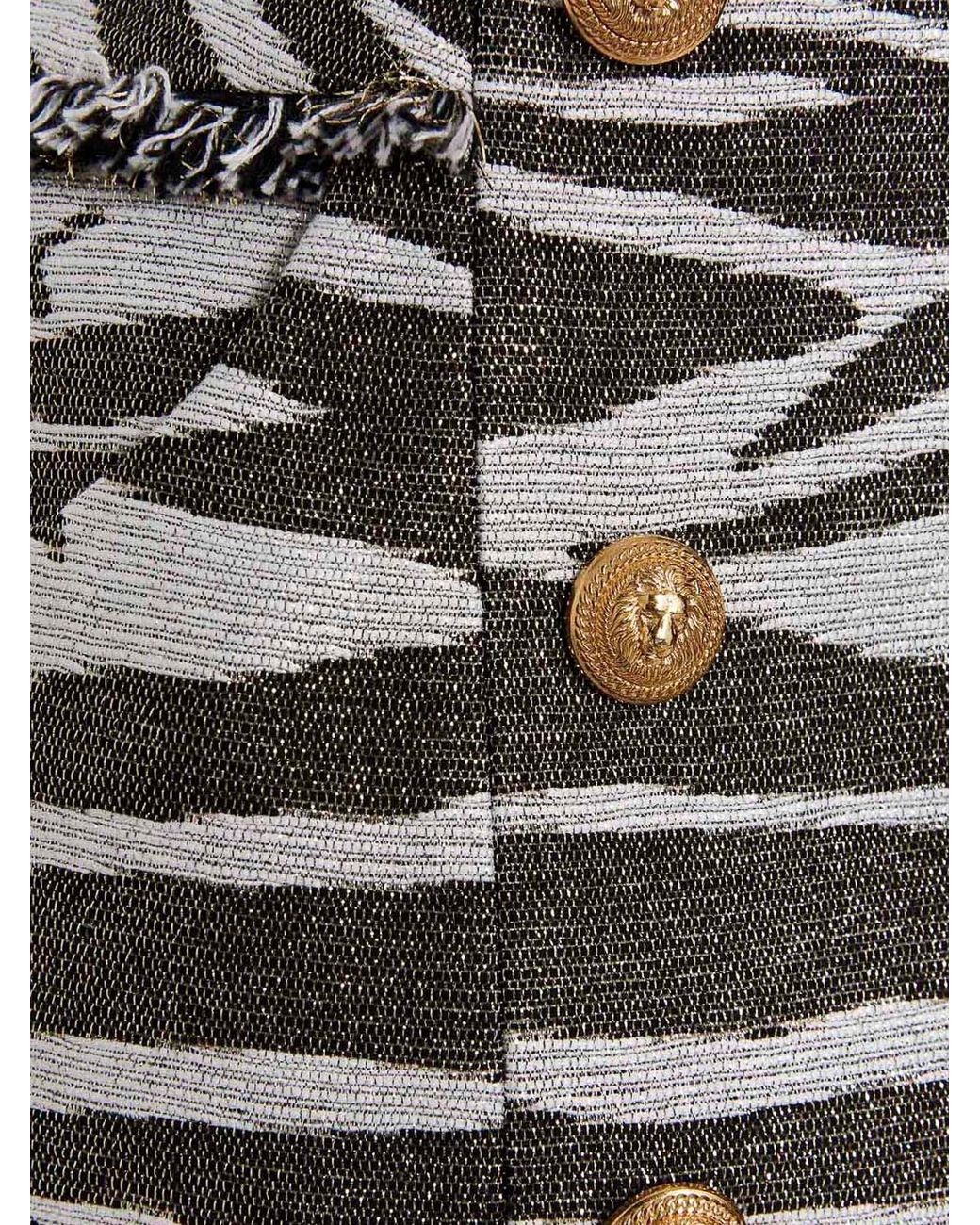 Balmain Gray Lurex Zebra Skirt