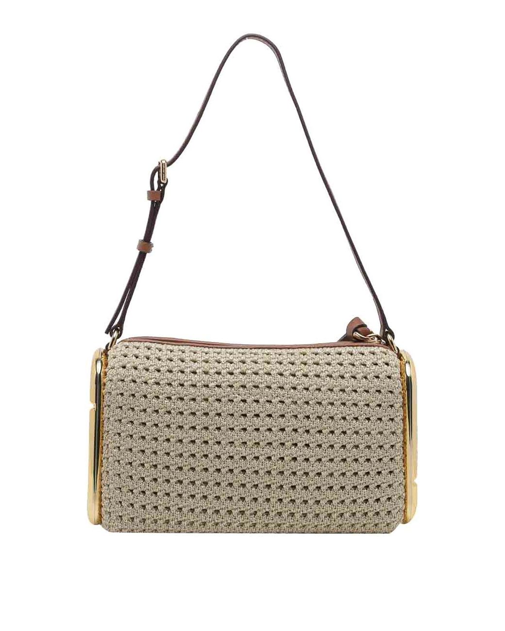Marc Jacobs Metallic Champagne Crochet Scene Small Shoulder Bag