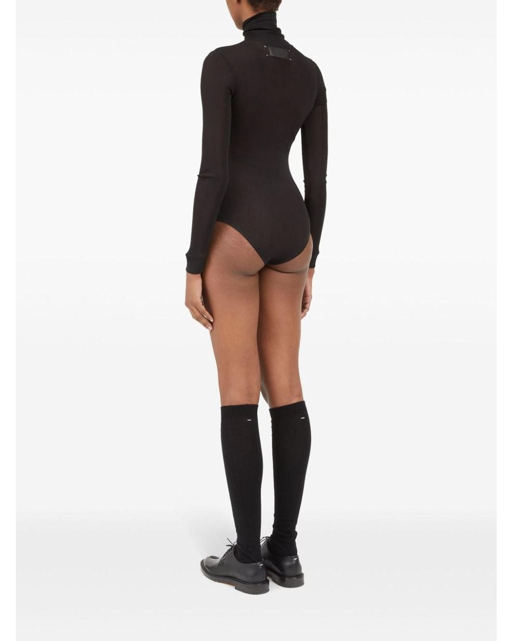 Maison Margiela Black High Neck Bodysuit With Long Sleeves