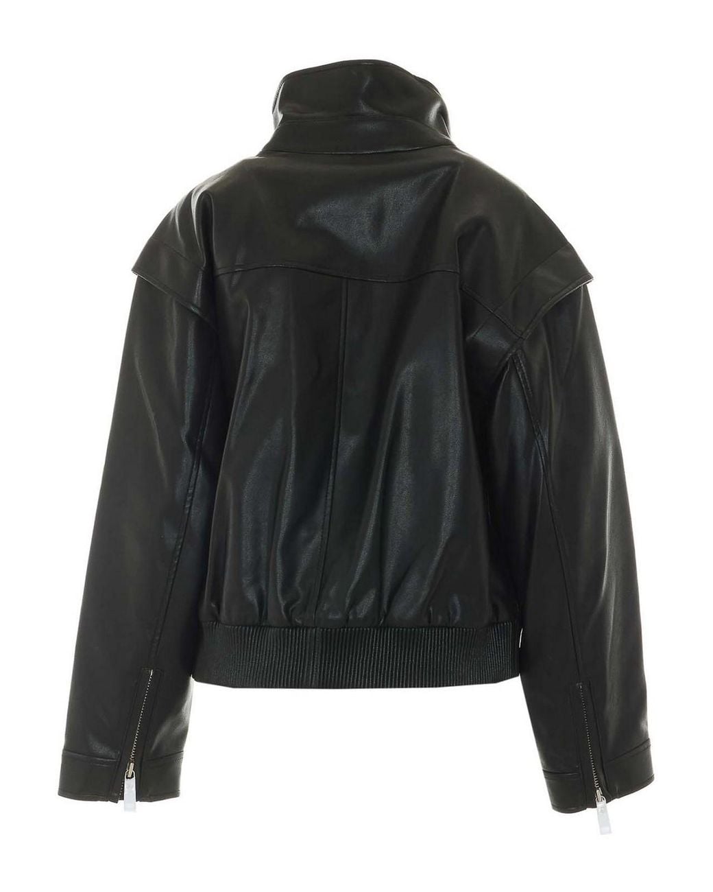 Self-Portrait Black Faux Leather Bomber Jacket