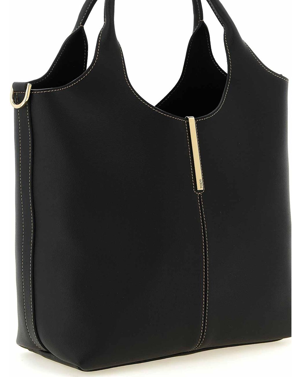 Tod's Black Small Metal Plate Shopping Bag