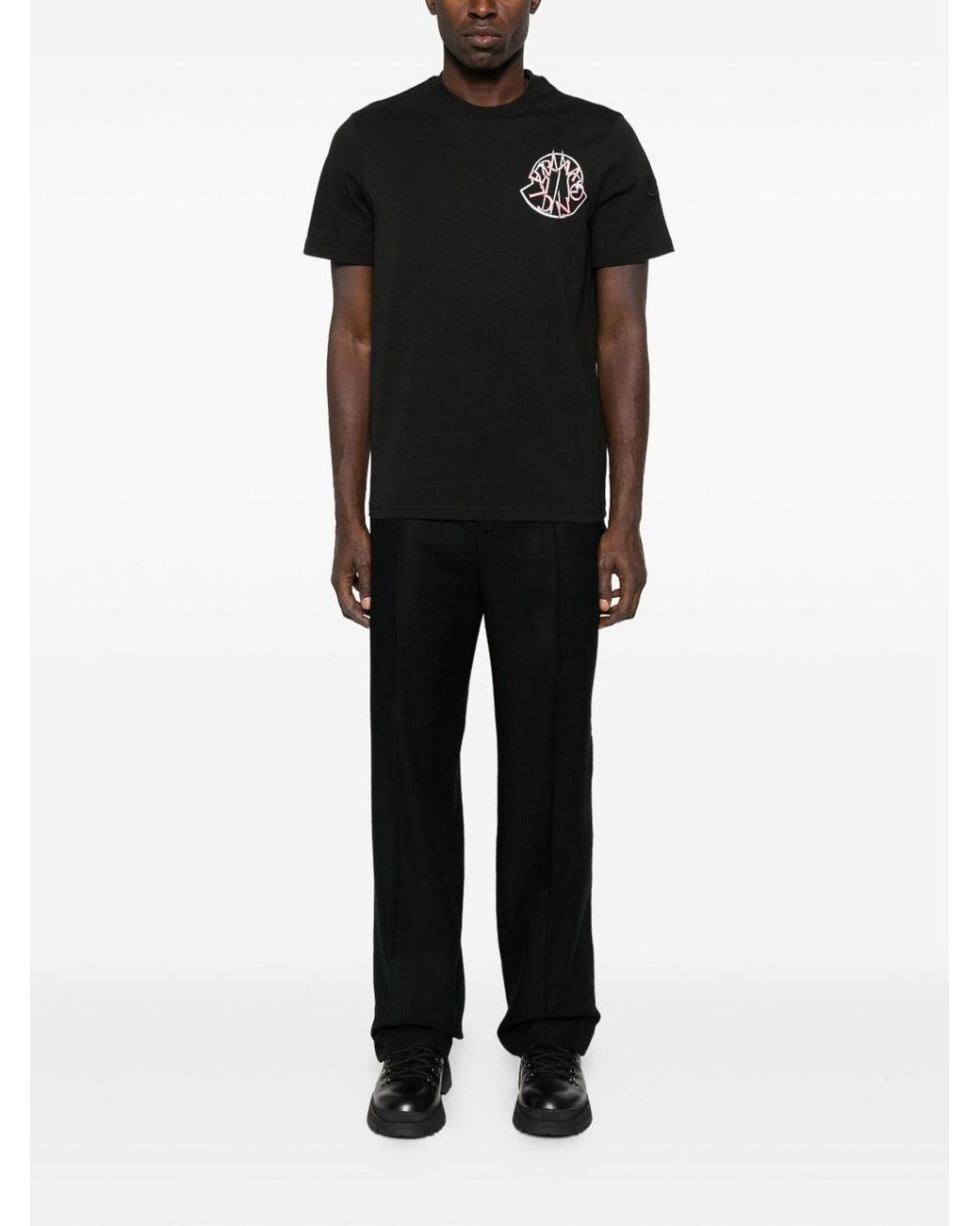 Moncler Black Logo Cotton T-Shirt for men