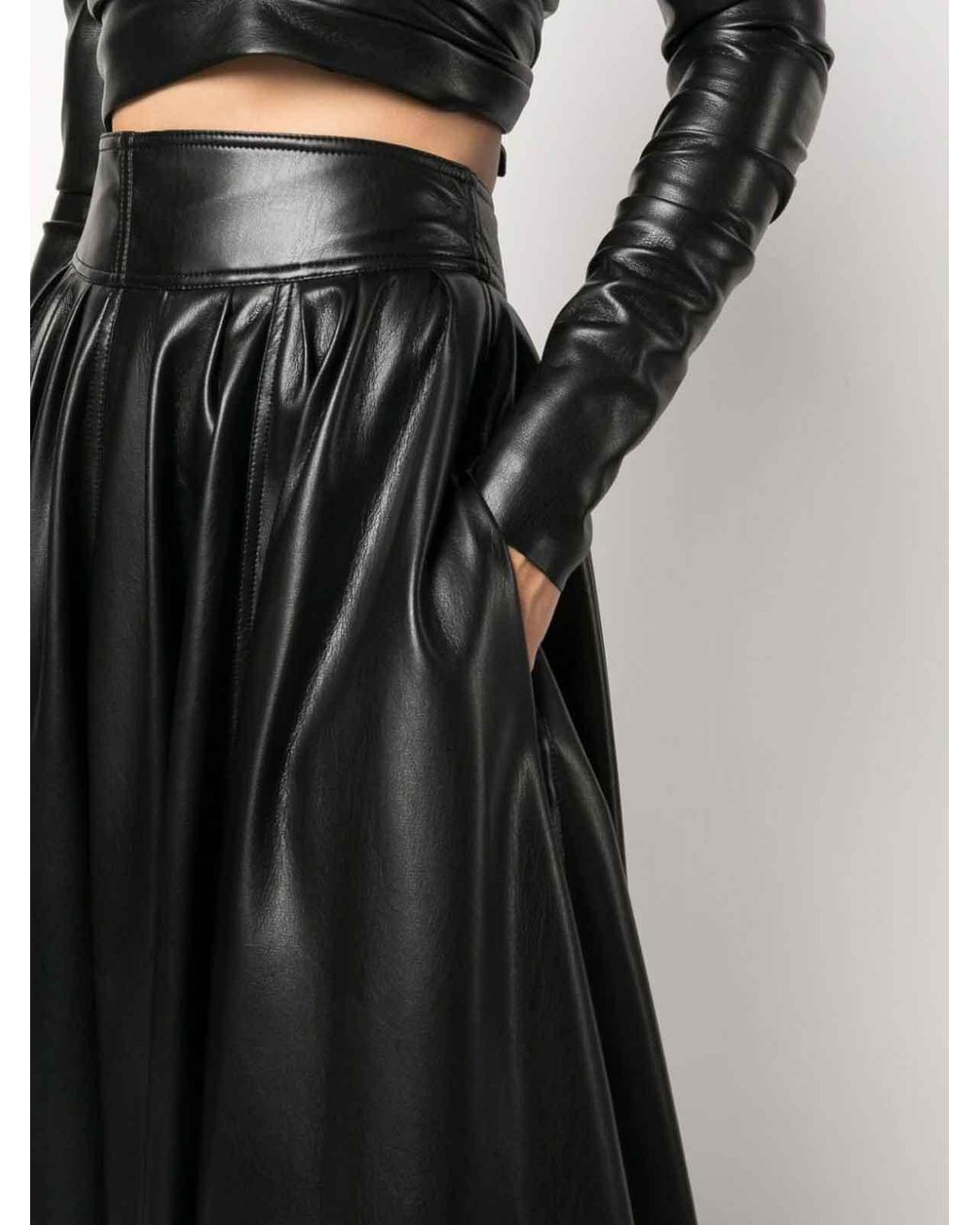 Philosophy Di Lorenzo Serafini Black Pleated Maxi Skirt With High-Quality Polyester Fabric And Design