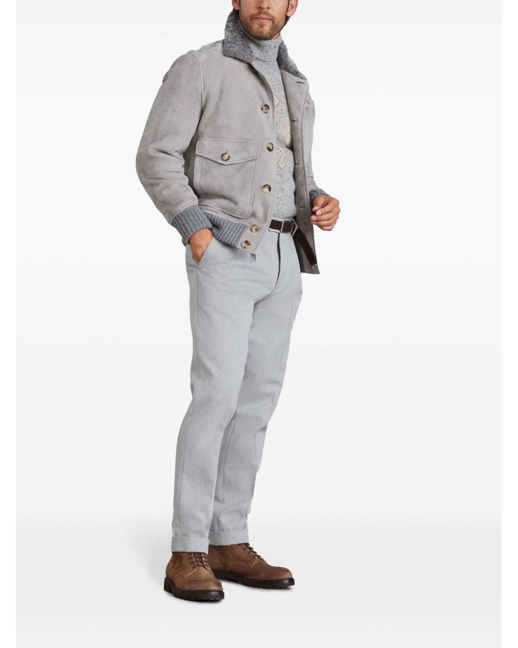 Brunello Cucinelli Gray Turtleneck Sweater for men