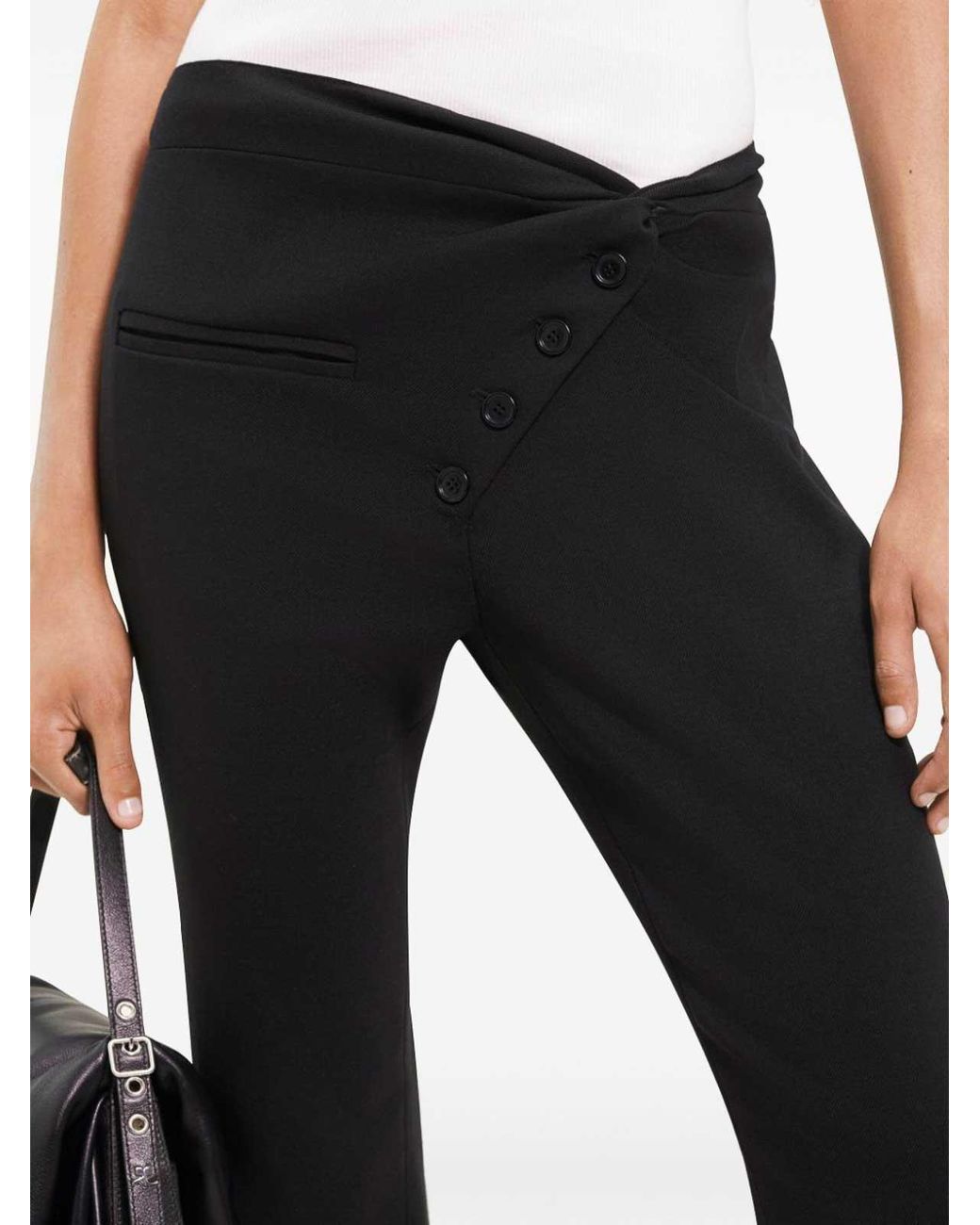 Courreges Black Twist Tailored Wool Pants