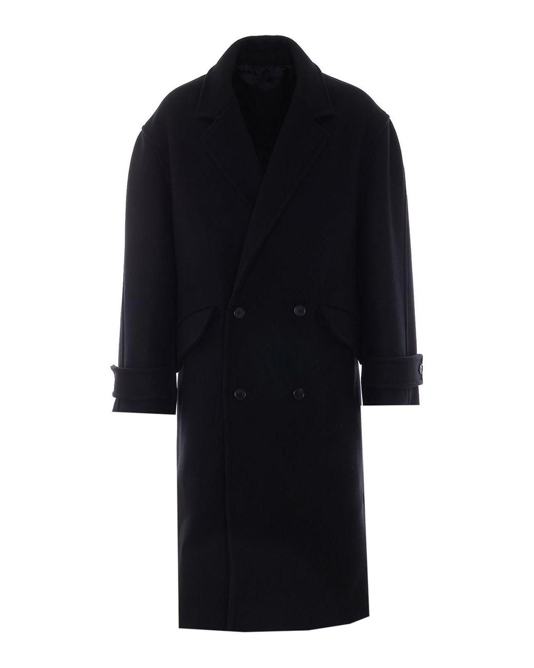 Lanvin Black Double Breasted Button Coat for men