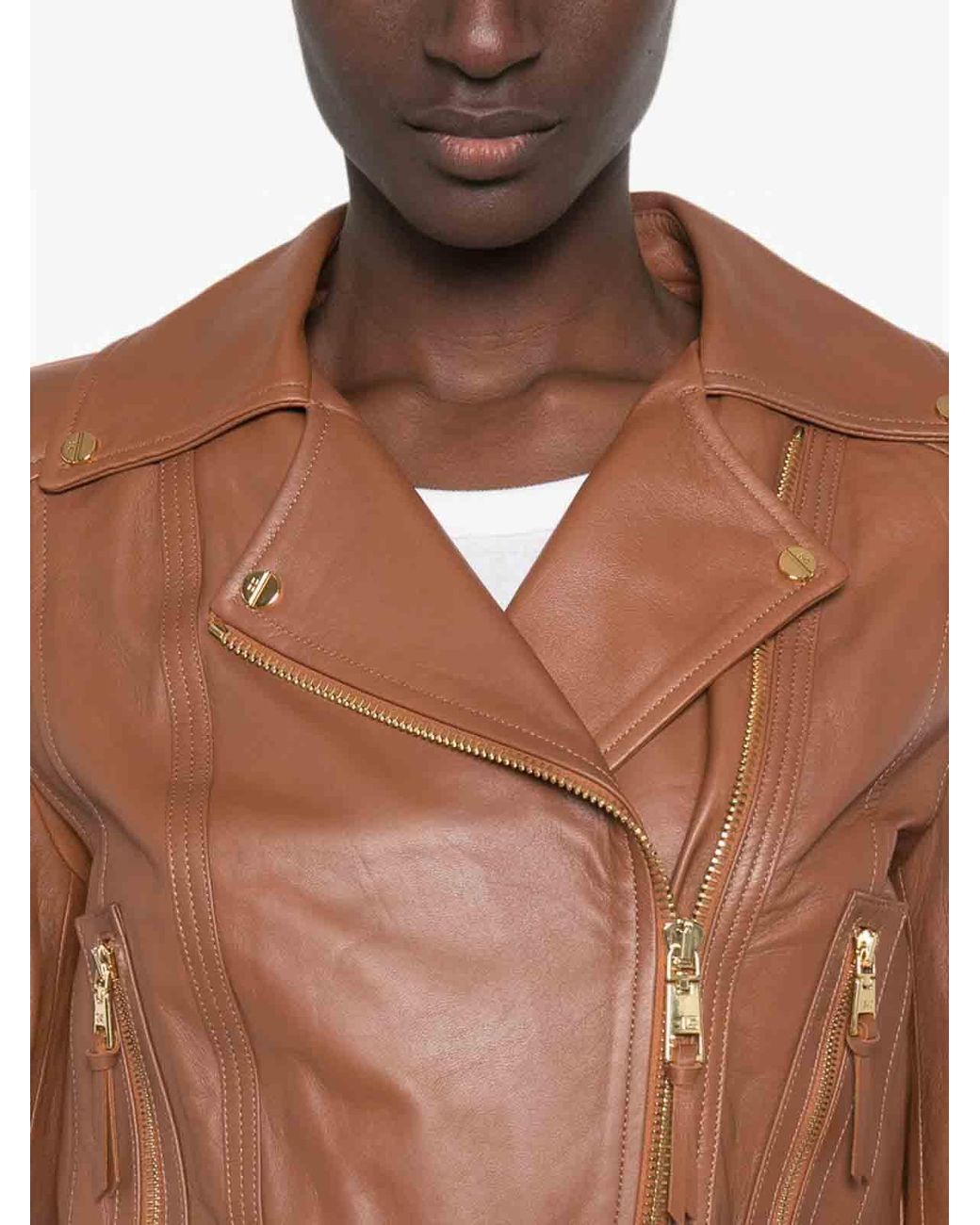 Elisabetta Franchi Brown Leather Outerwear
