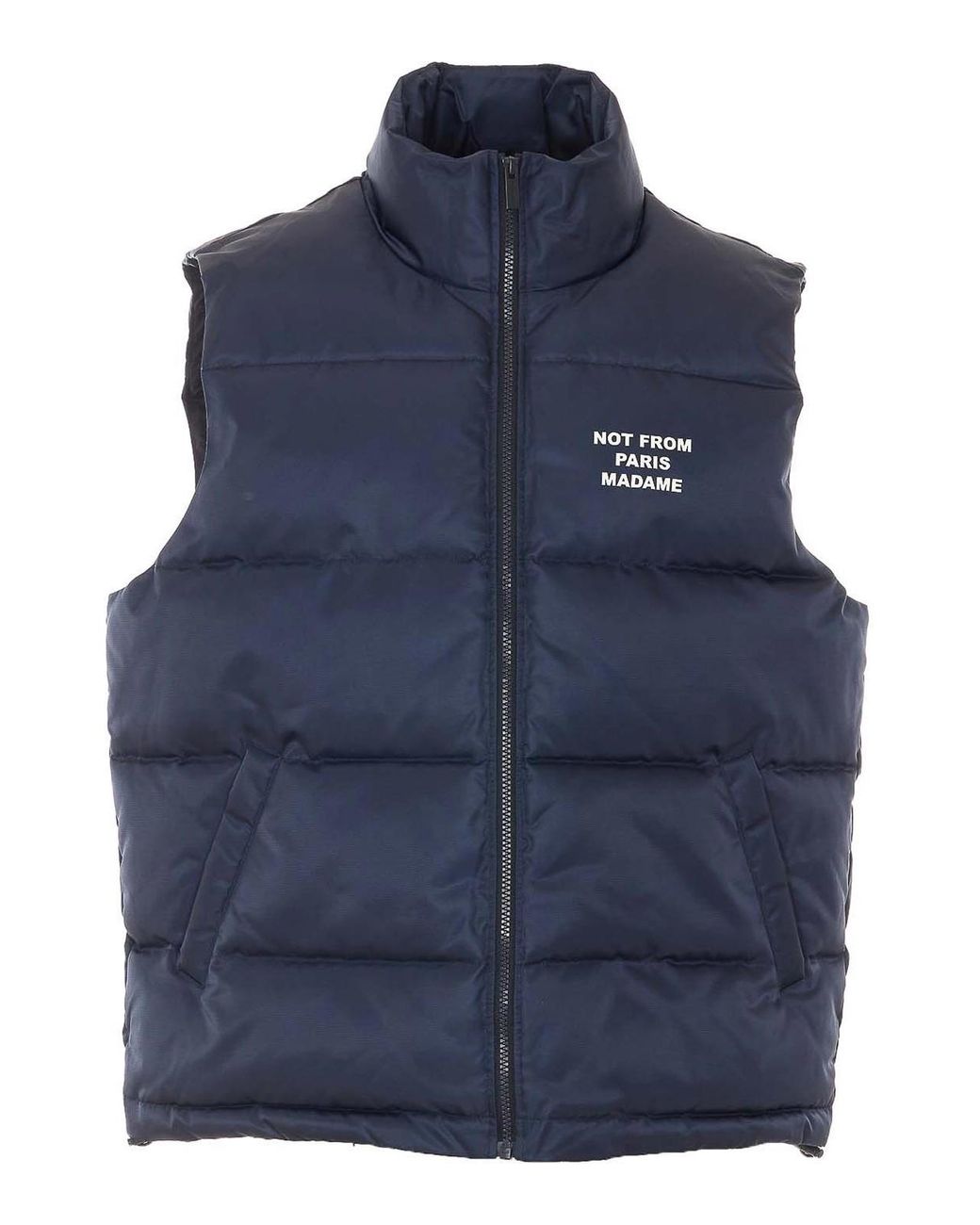 Drole de Monsieur Blue Slogan Padded Vest for men