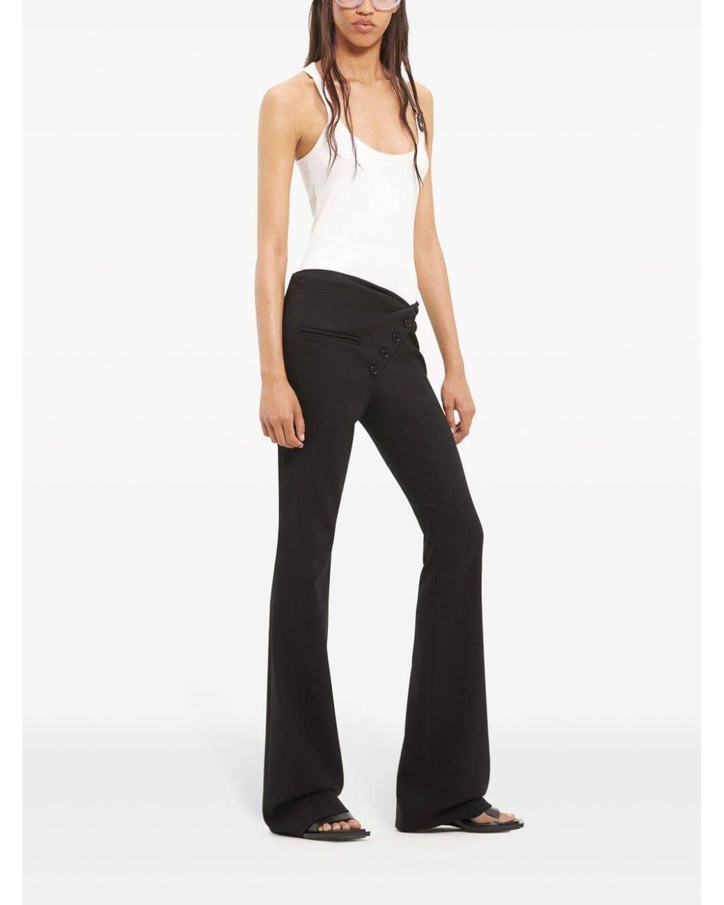 Courreges Black Twist Tailored Wool Pants