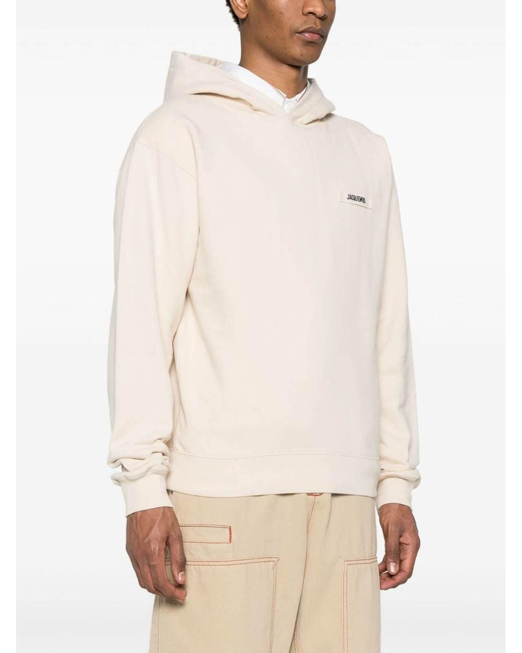 Jacquemus White The Gros Grain Logo Hoodie for men