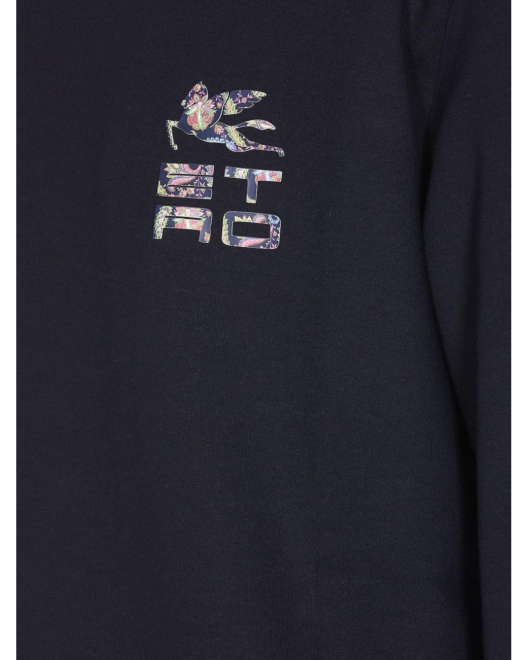 Etro Blue Cotton Sweatshirt With Front Logo for men
