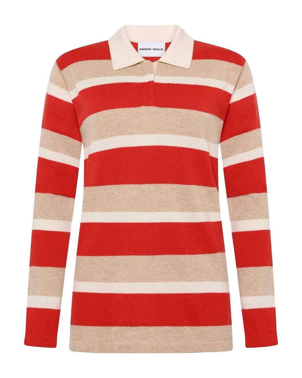 EMERSON RENALDI Red Polo-Neck Striped Sweater for men