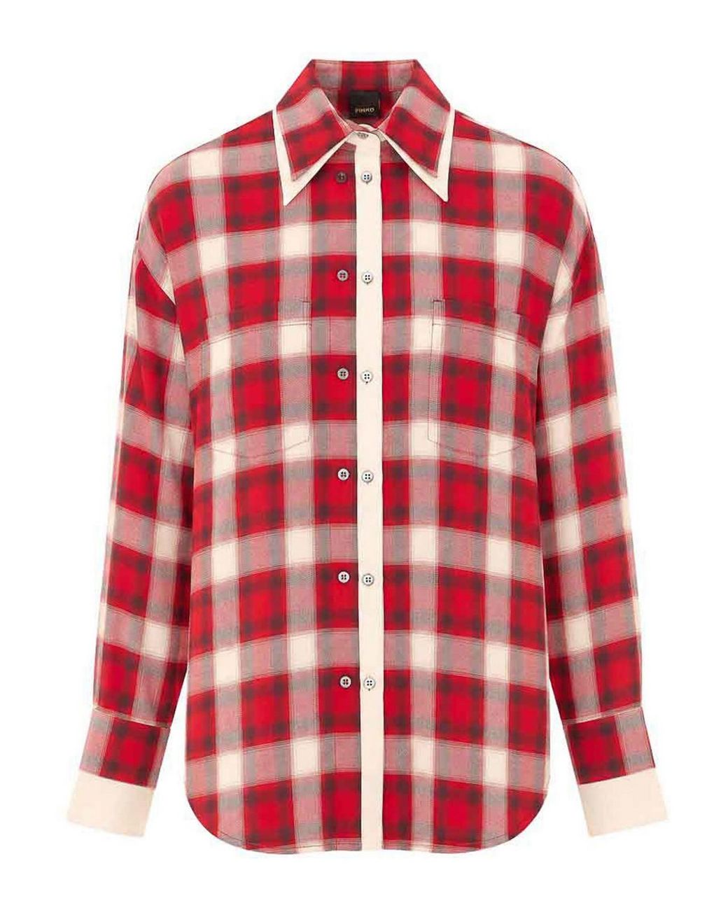 Pinko Red Clivia And Checked Cotton Shirt