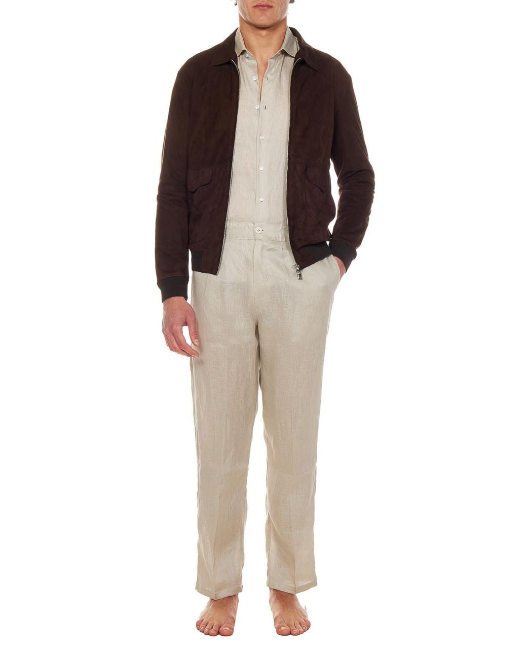 Franzese Collection Brown Dark Brad Pitt Bomber Jacket Handmade for men