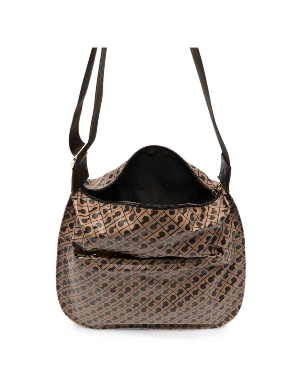 Gherardini Brown Toffee Shoulder Bag With All-Over Logo