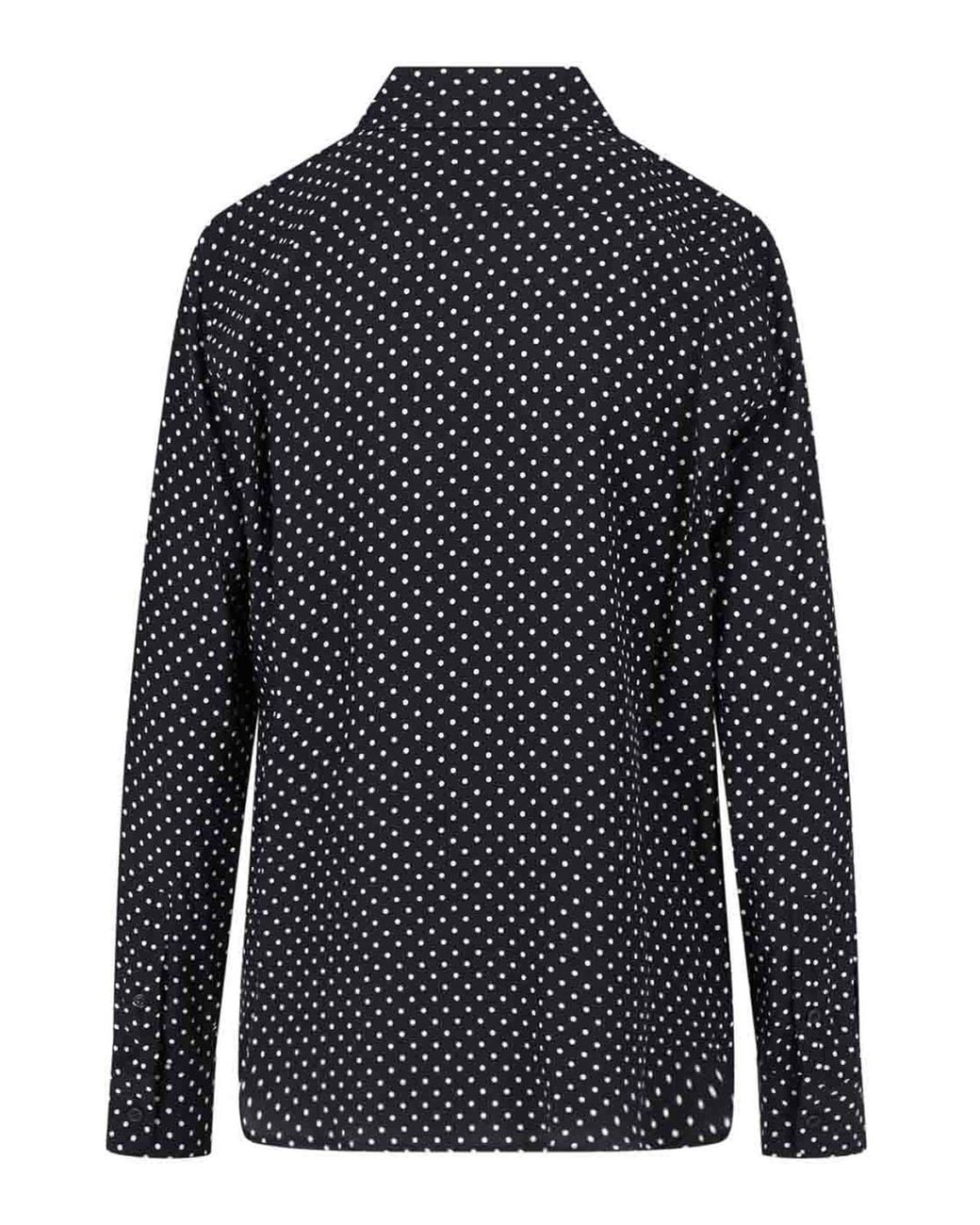 Nili Lotan Blue Silk Polka Dot Shirt