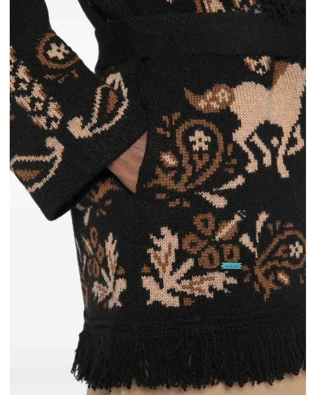 Alanui Black Cardigan Island Roots Foulard