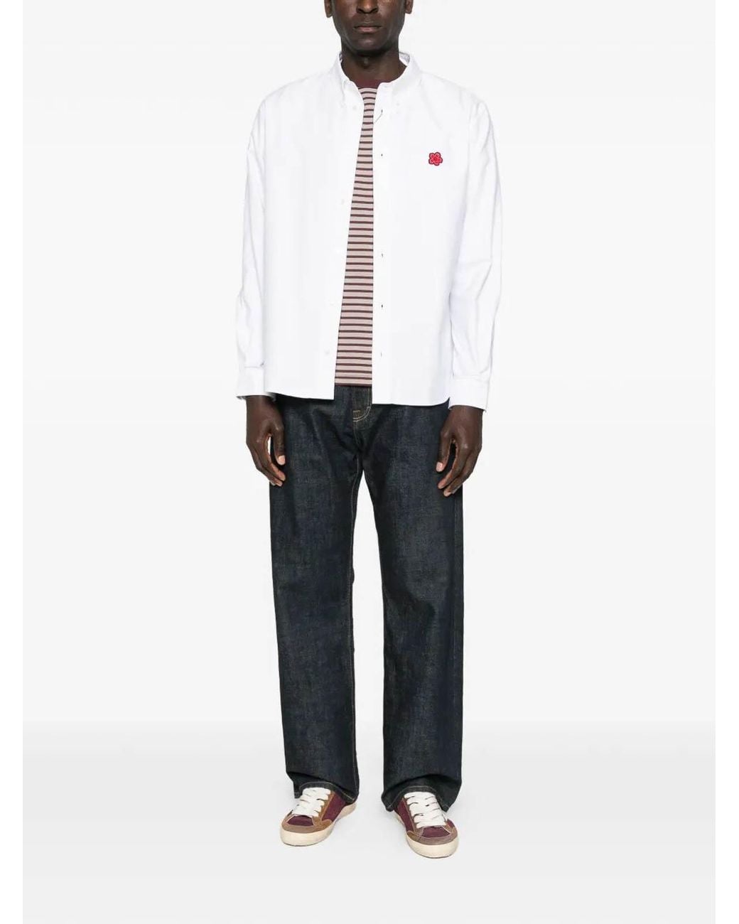 KENZO White Boke Flower Crest Casual Shirt for men