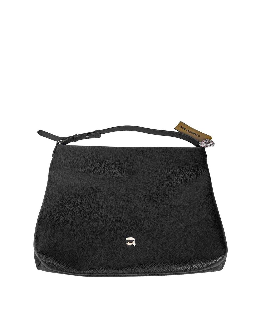 Karl Lagerfeld Black Ikon Pebble Hobo