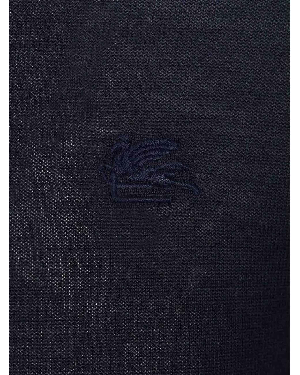 Etro Blue Wool And Silk Sweater for men