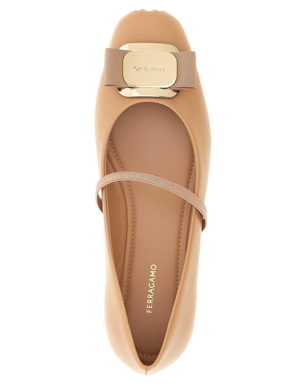 Ferragamo White Zina Ballet Flats