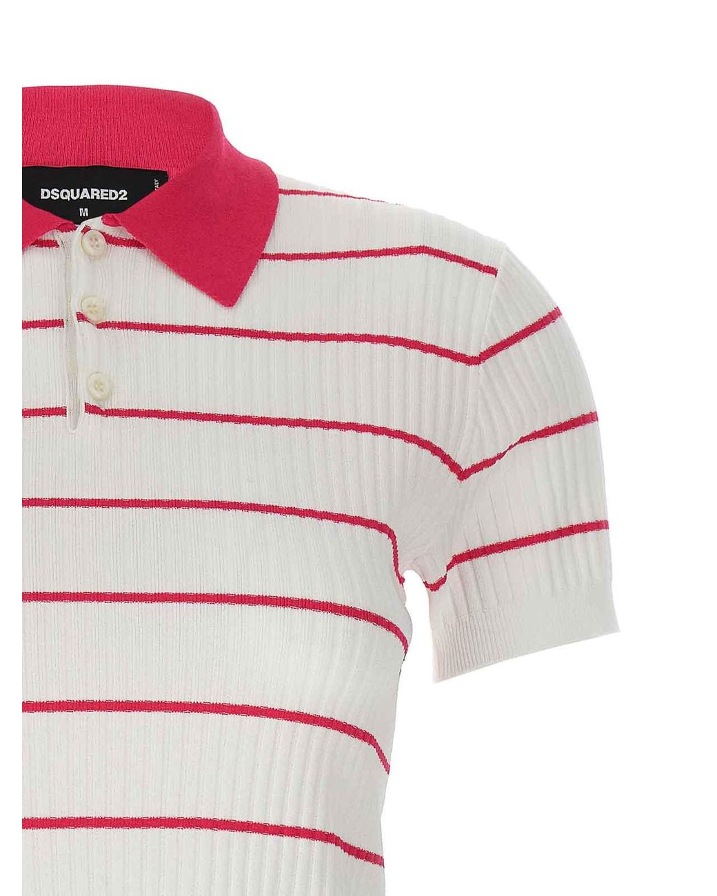 DSquared² White 'Striped' Polo Shirt