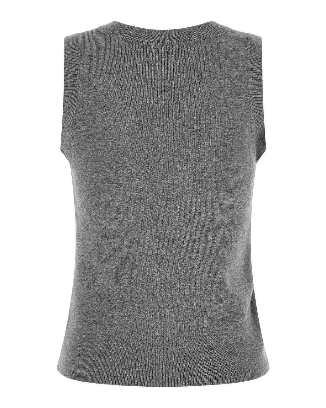 GIUSEPPE DI MORABITO Gray Jewel Brooch Top