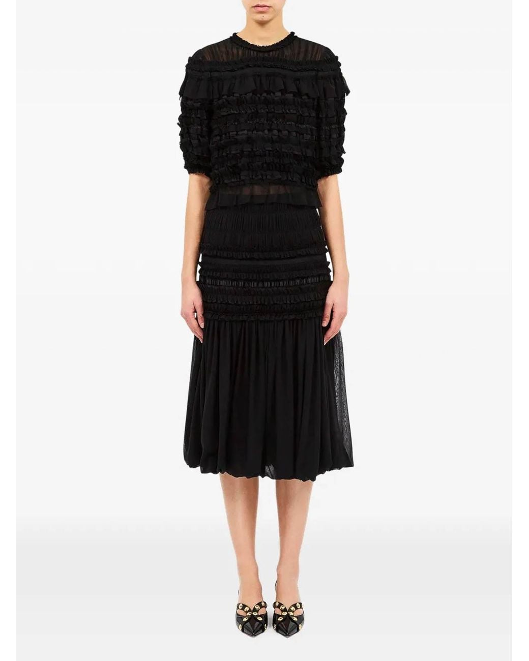 Ulla Johnson Black Pleated Top Mabel