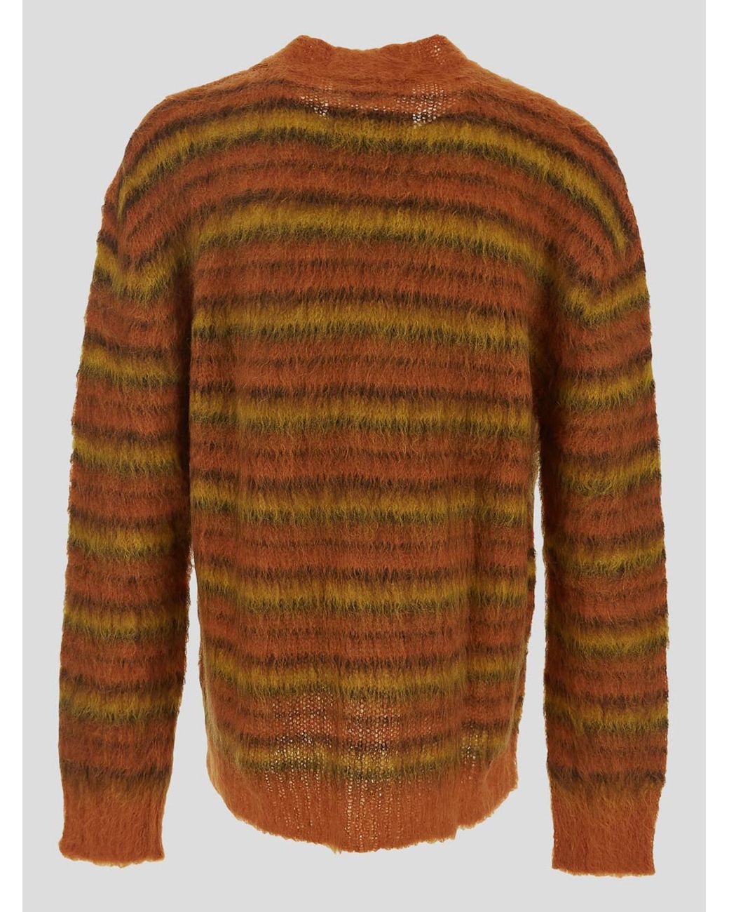 Marni Brown Iconic Brushed Stripes Cardigan for men