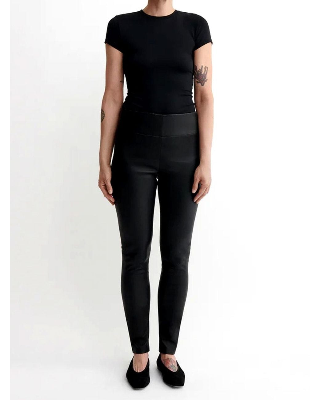Arma Black Bellenora High-Rise Leather Leggings