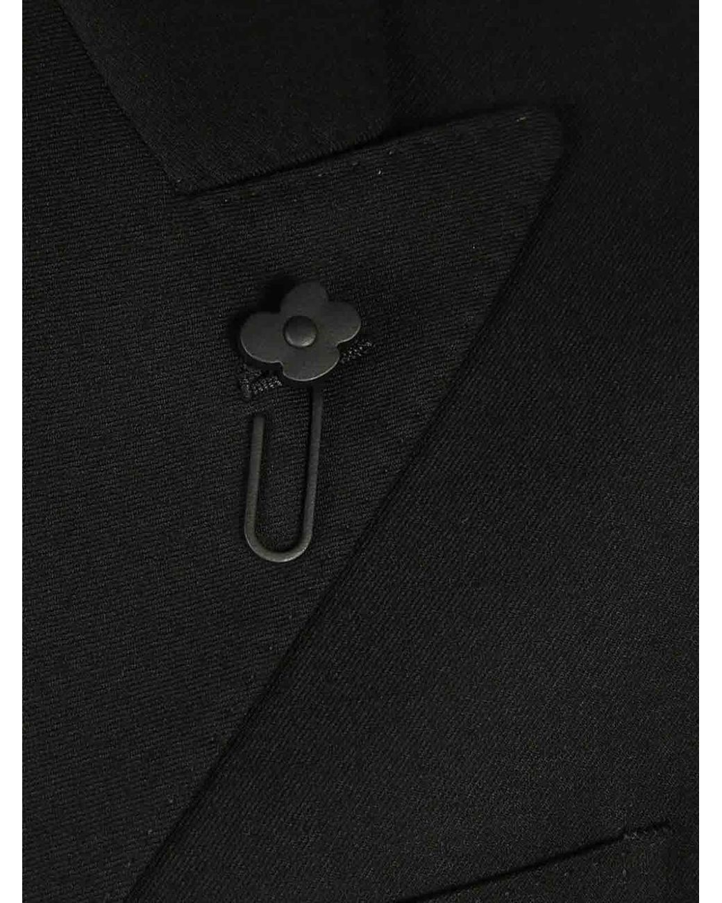 Lardini Black Double -Breasted Blazer With Application for men