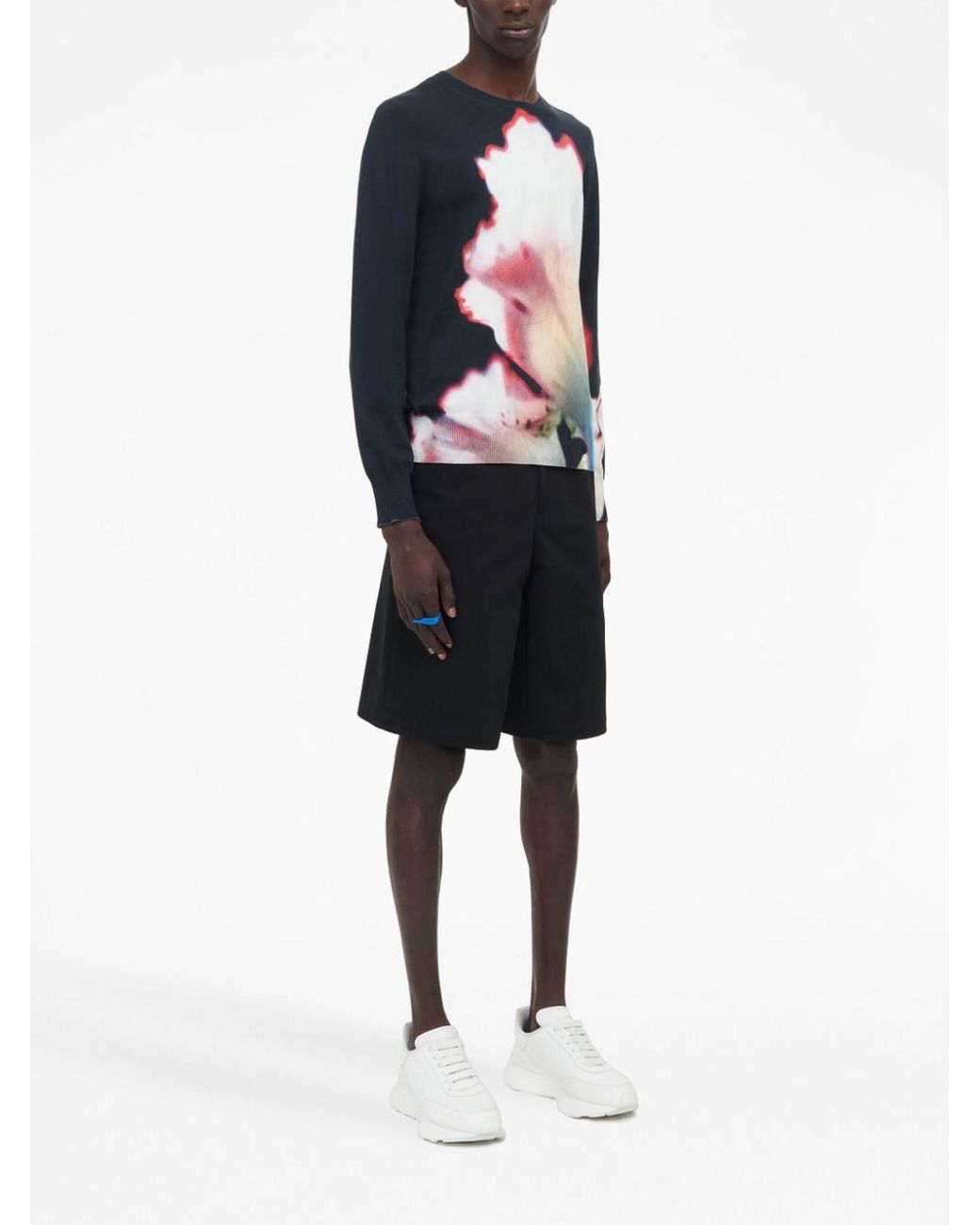 McQueen Blue Watercolour Print Sweater for men