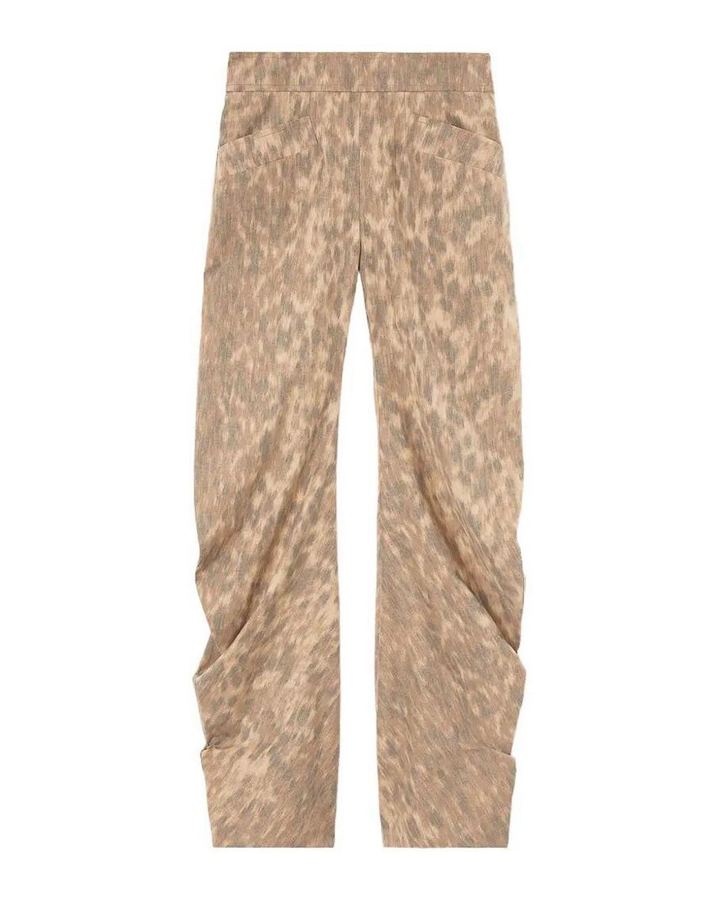 Ganni Natural Printed Cotton Trousers