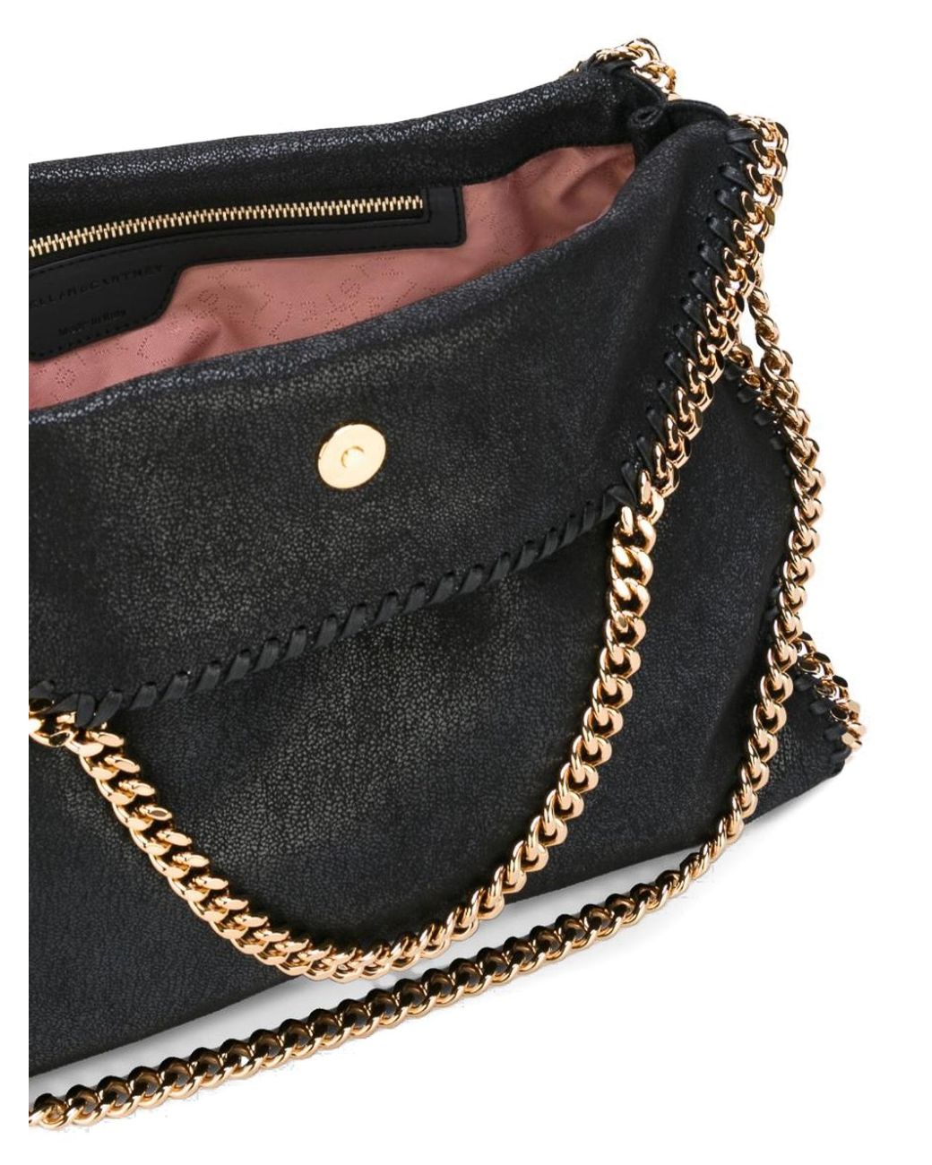 Stella McCartney Black And Golden Falabella Fold Over Tote Bag