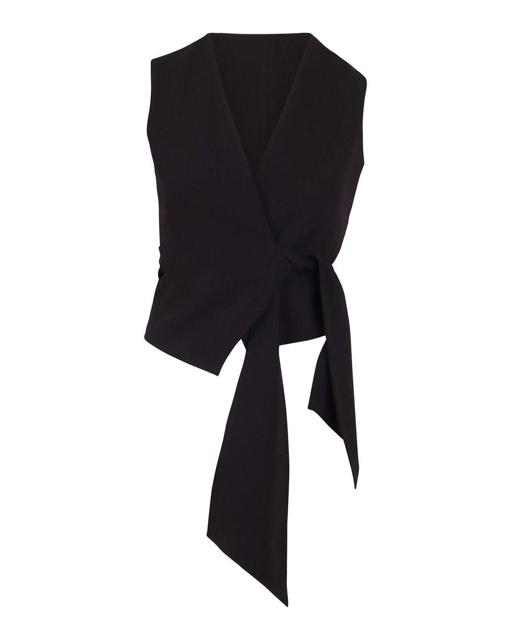 Max Mara Black Crop Vest With Side-Tied Sash
