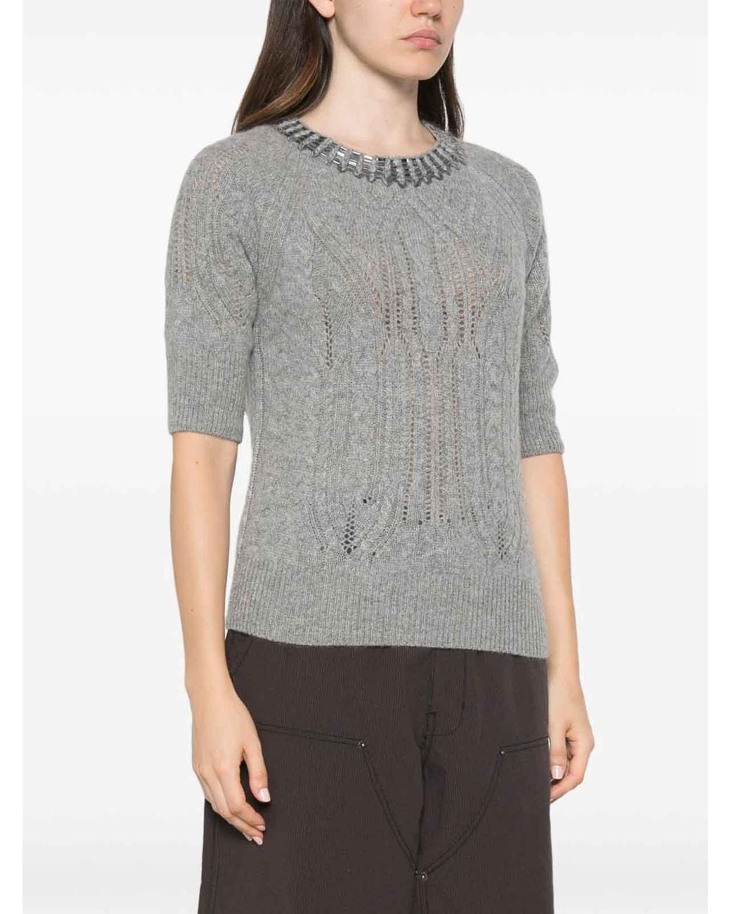 Ermanno Scervino Gray Cashmere Crewneck Sweater