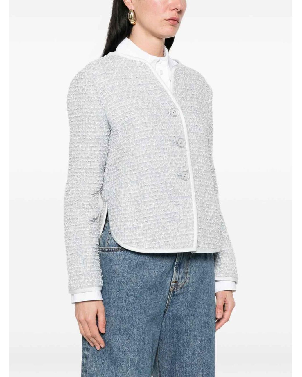 Emporio Armani White Wool Blend Jacket