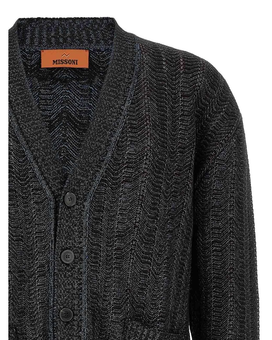 Missoni Black Greek Pattern Cardigan for men