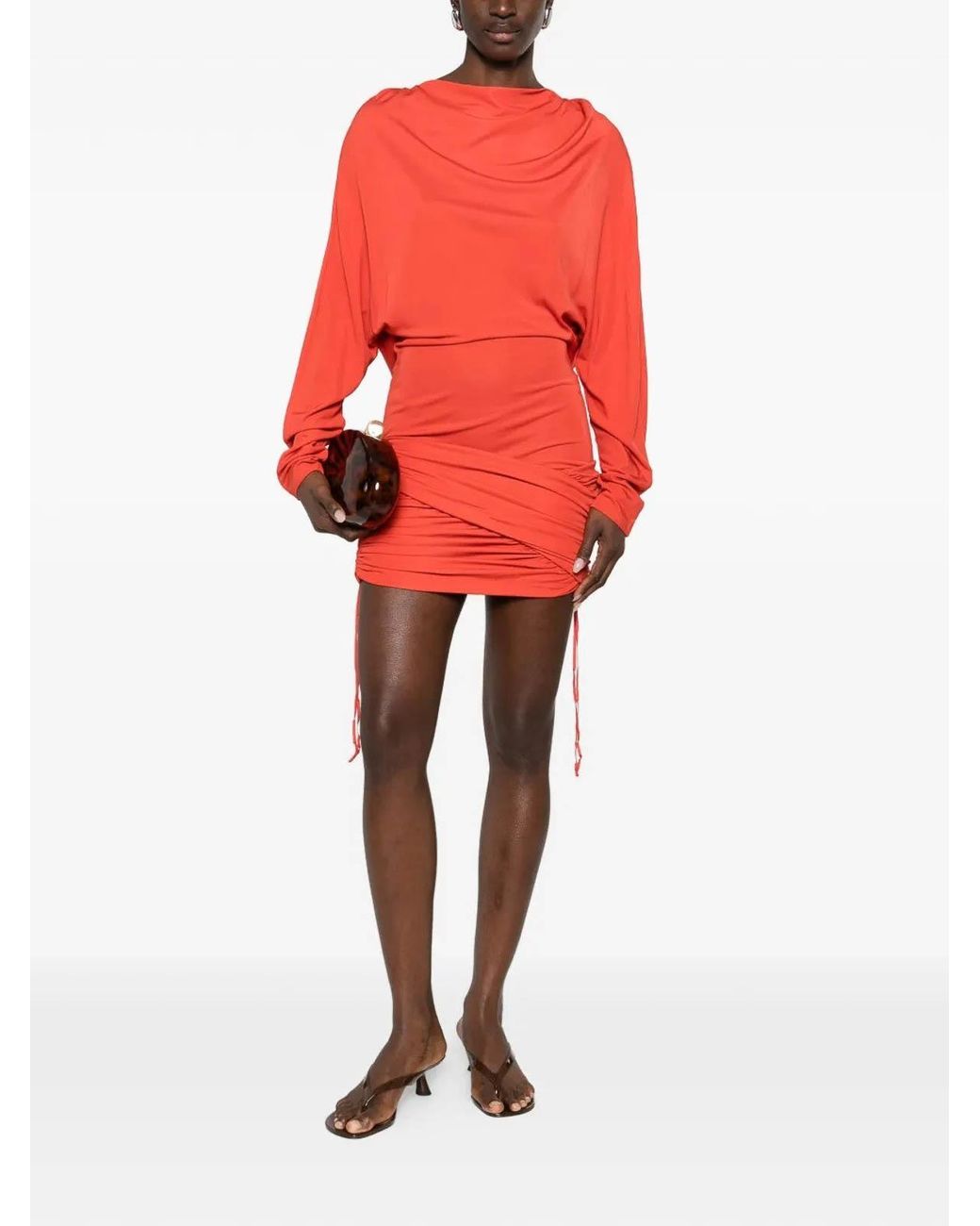 Christopher Esber Red Luna Draped Jersey Mini Dress