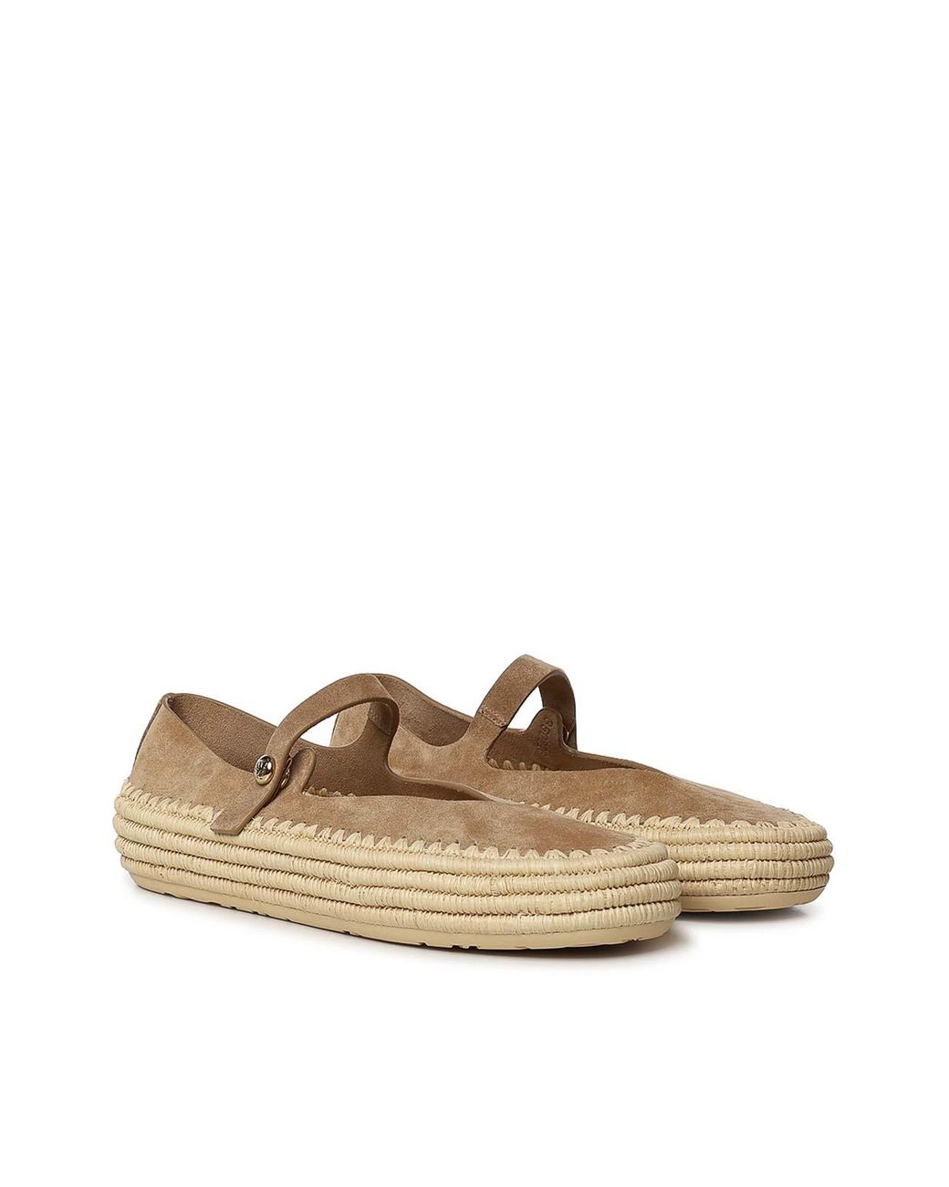 Loewe White Suede And Raffia Rio Mary Janes