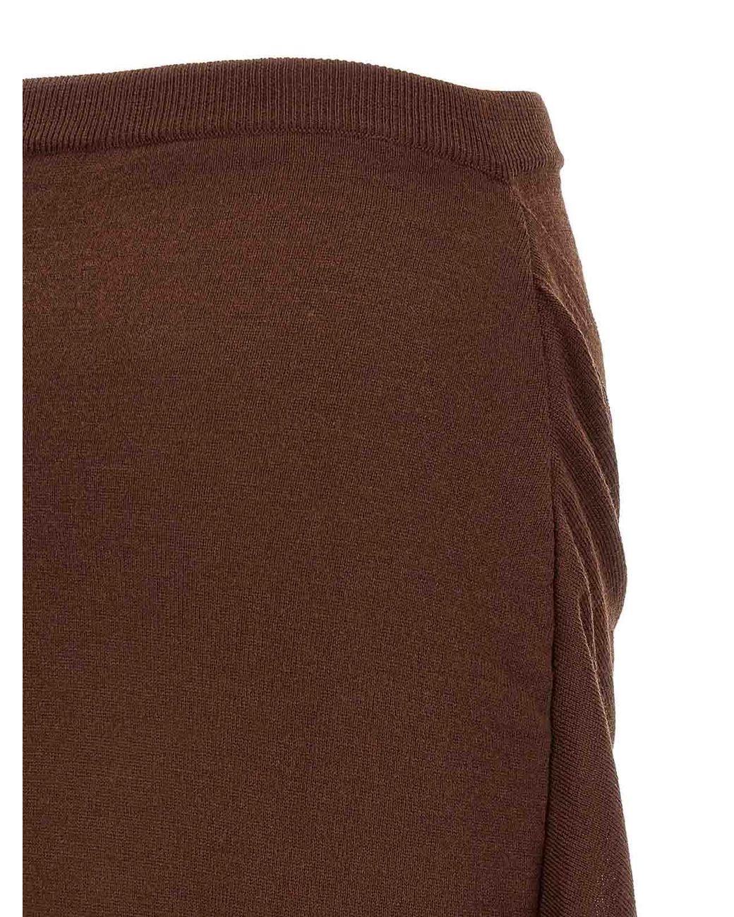 Lemaire Brown Button Asymmetrical Skirt