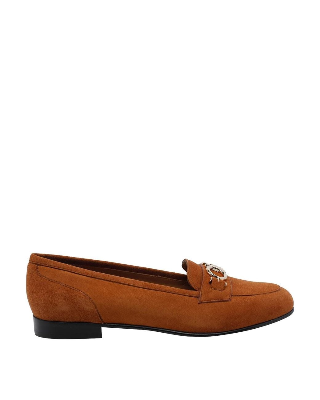 Ferragamo Brown Gancini Suede Loafers