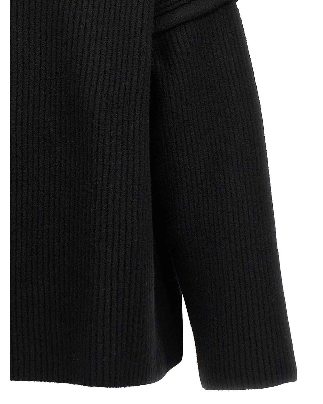 Jil Sander Black Geometric Neckline Sweater for men
