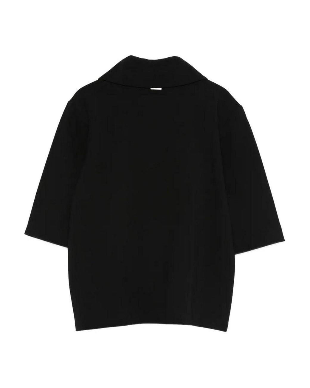 AMI Black Peplum Polo Top