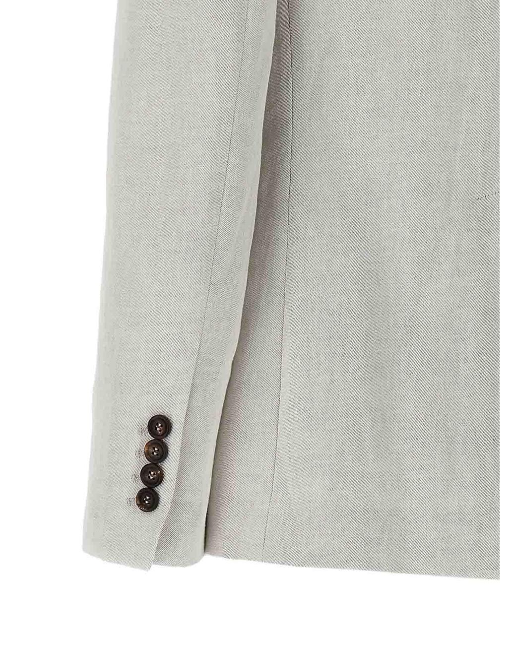 Brunello Cucinelli Gray Gesso Linen Cotton Tailored Blazer