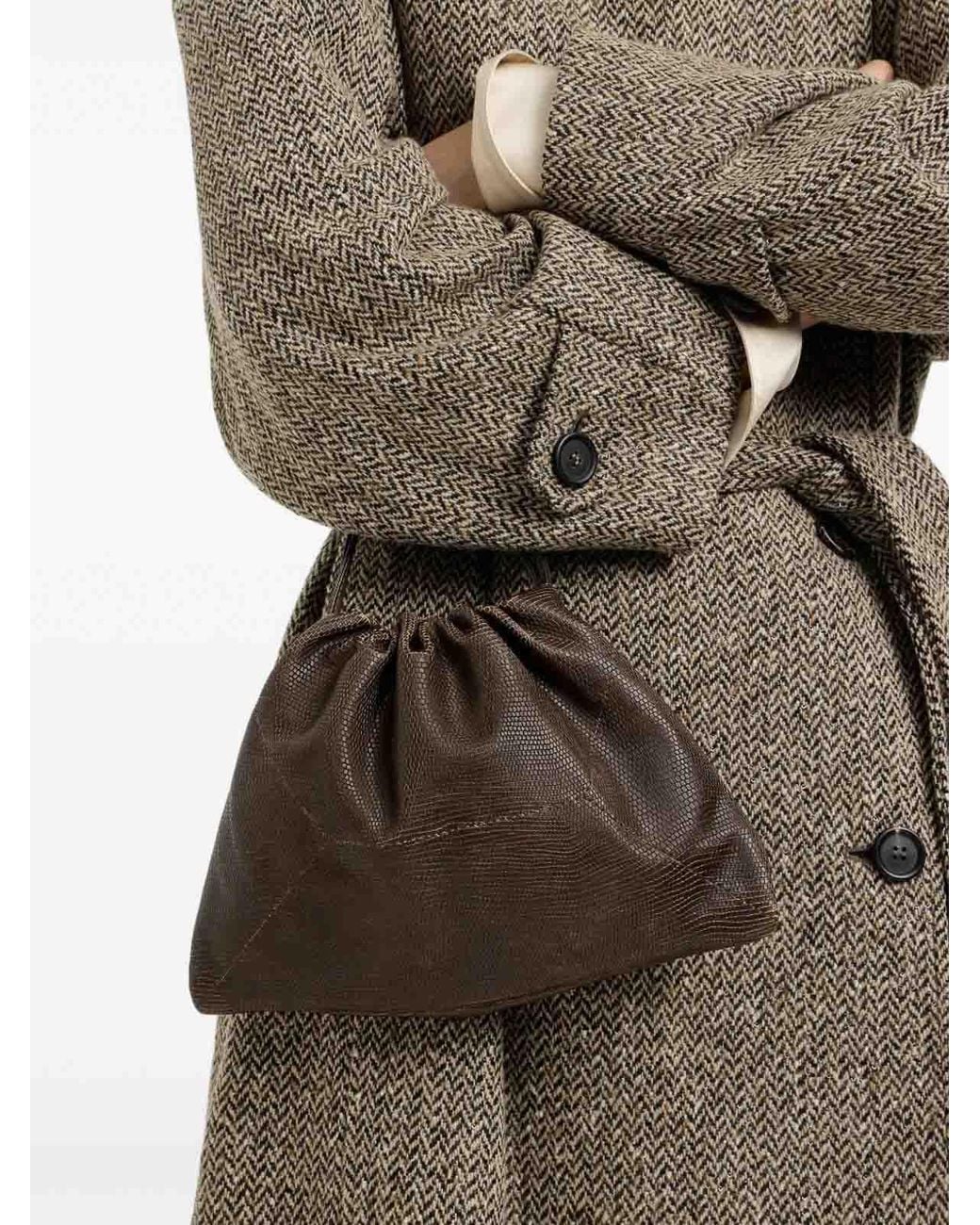Brunello Cucinelli Brown Shoulder Bag Lizard